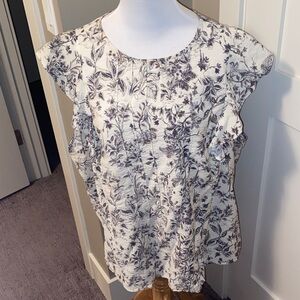 Floral ruffle sleeve blouse